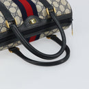 GUCCI GG Supreme Sherry Line Boston Bag PVC Navy Gold 69 02 006 Auth 159404-7