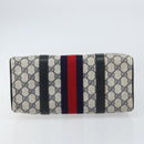 GUCCI GG Supreme Sherry Line Boston Bag PVC Navy Gold 69 02 006 Auth 159404-9