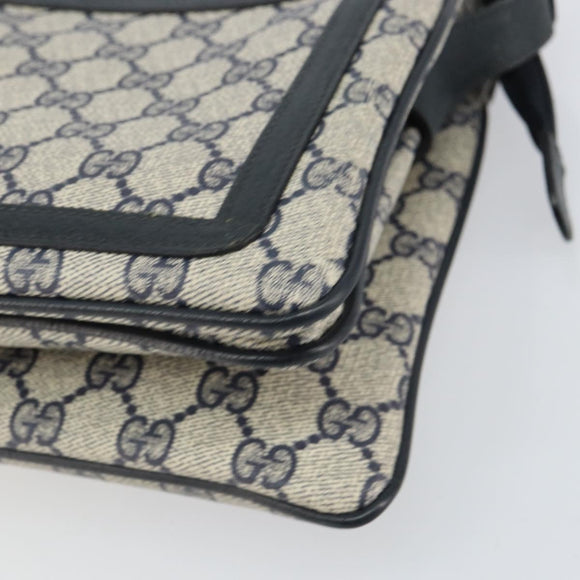 GUCCI GG Supreme Sherry Line Shoulder Bag PVC Navy Gold 41 02 090 Auth 159405