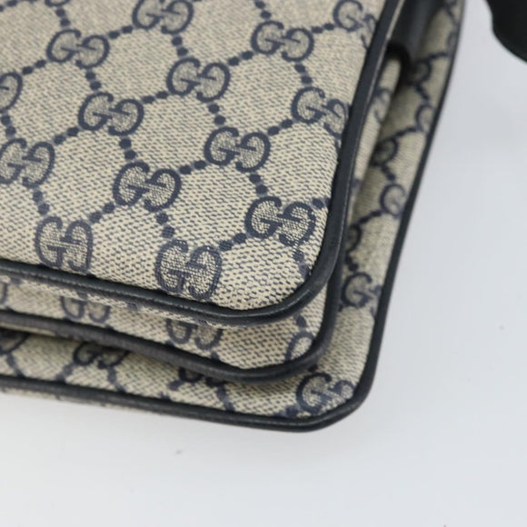 GUCCI GG Supreme Sherry Line Shoulder Bag PVC Navy Gold 41 02 090 Auth 159405