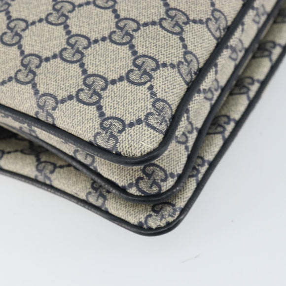 GUCCI GG Supreme Sherry Line Shoulder Bag PVC Navy Gold 41 02 090 Auth 159405