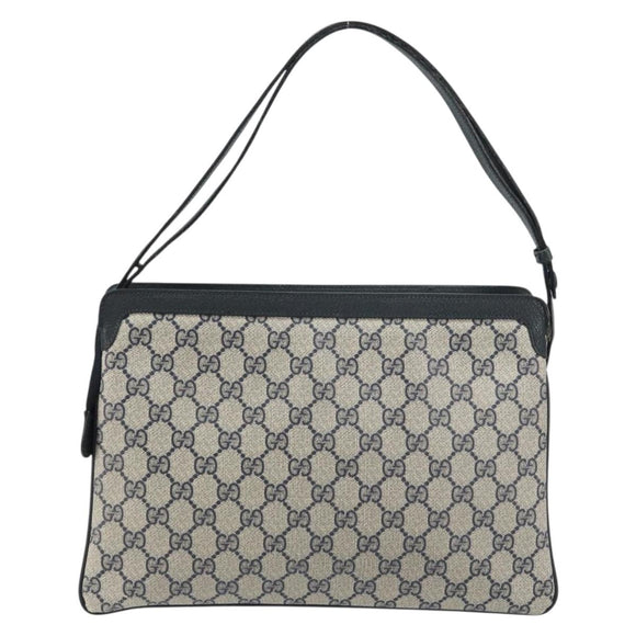 GUCCI GG Supreme Sherry Line Shoulder Bag PVC Navy Gold 41 02 090 Auth 159405