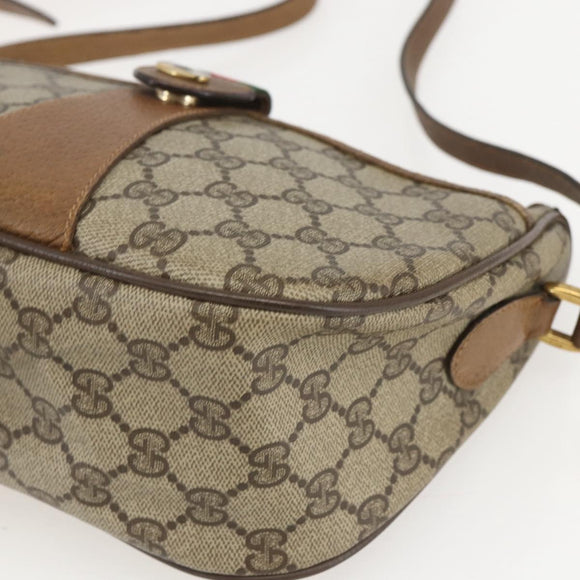 GUCCI GG Supreme Web Sherry Line Bag PVC Beige Gold 89 02 032 Auth 159407