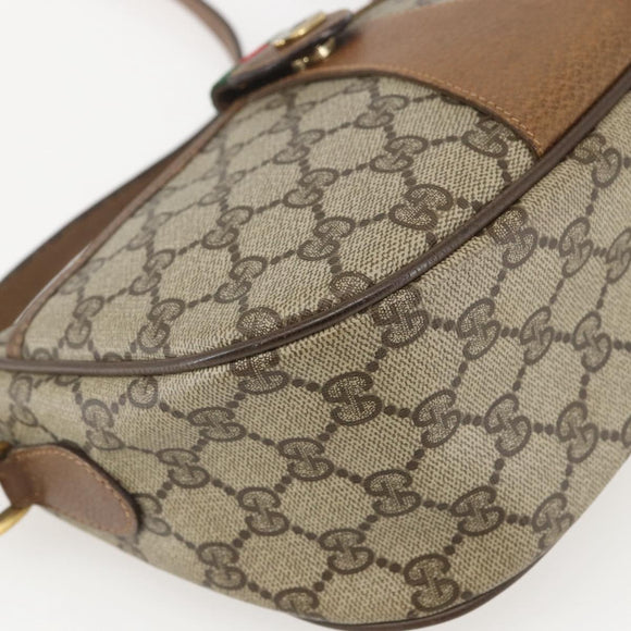 GUCCI GG Supreme Web Sherry Line Bag PVC Beige Gold 89 02 032 Auth 159407