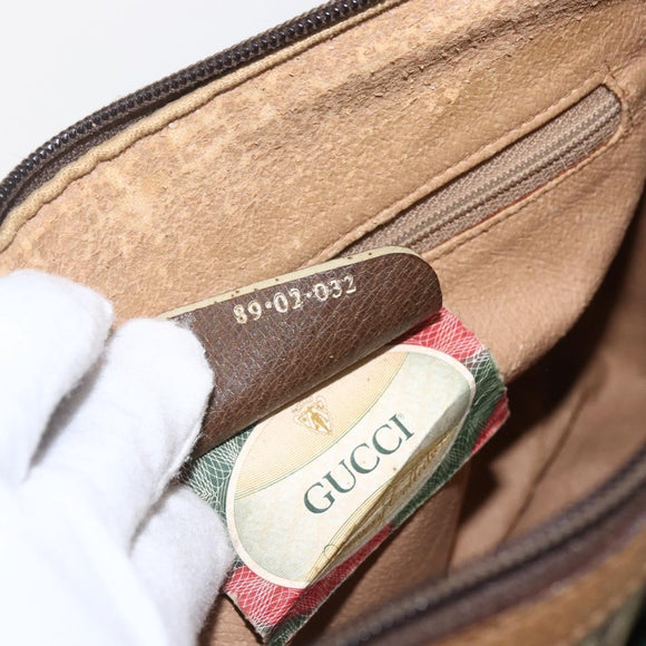 GUCCI GG Supreme Web Sherry Line Bag PVC Beige Gold 89 02 032 Auth 159407