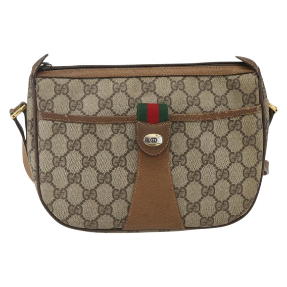 GUCCI GG Supreme Web Sherry Line Bag PVC Beige Gold 89 02 032 Auth 159407