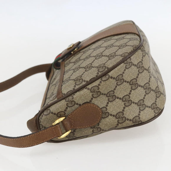 GUCCI GG Supreme Web Sherry Line Bag PVC Beige Gold 89 02 032 Auth 159407