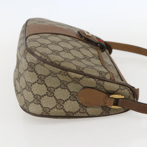 GUCCI GG Supreme Web Sherry Line Bag PVC Beige Gold 89 02 032 Auth 159407
