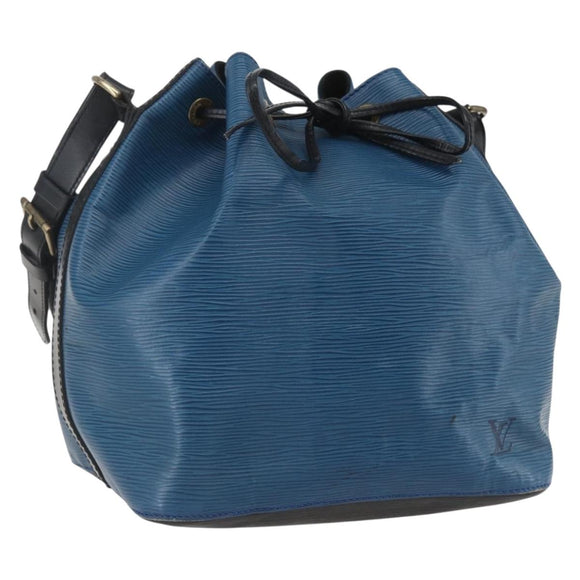 LOUIS VUITTON Epi Petit Noe Shoulder Bag Bicolor Black Blue M44152 Auth 159409