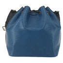 LOUIS VUITTON Epi Petit Noe Shoulder Bag Bicolor Black Blue M44152 Auth 159409-2