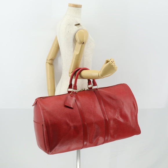 LOUIS VUITTON Epi Keepall 60 Boston Bag Red M42947 LV Auth 159412