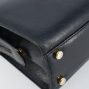 Salvatore Ferragamo Gancini Hand Bag Leather Navy Gold Auth 159421-14