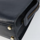 Salvatore Ferragamo Gancini Hand Bag Leather Navy Gold Auth 159421-15
