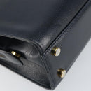 Salvatore Ferragamo Gancini Hand Bag Leather Navy Gold Auth 159421-16