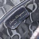 Salvatore Ferragamo Gancini Hand Bag Leather Navy Gold Auth 159421-12