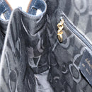 Salvatore Ferragamo Gancini Hand Bag Leather Navy Gold Auth 159421-18