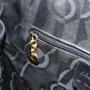 Salvatore Ferragamo Gancini Hand Bag Leather Navy Gold Auth 159421-19