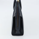 Salvatore Ferragamo Gancini Hand Bag Leather Navy Gold Auth 159421-3