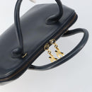 Salvatore Ferragamo Gancini Hand Bag Leather Navy Gold Auth 159421-6