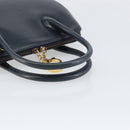 Salvatore Ferragamo Gancini Hand Bag Leather Navy Gold Auth 159421-7
