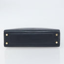 Salvatore Ferragamo Gancini Hand Bag Leather Navy Gold Auth 159421-5