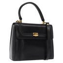 BALLY Hand Bag Leather 2way Black Gold Auth 159425-1