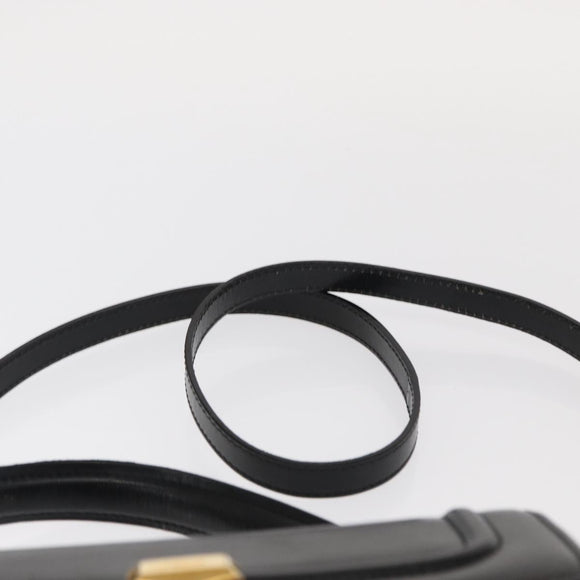 BALLY Hand Bag Leather 2way Black Gold Auth 159425