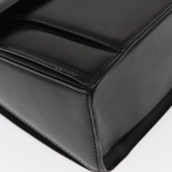 BALLY Hand Bag Leather 2way Black Gold Auth 159425