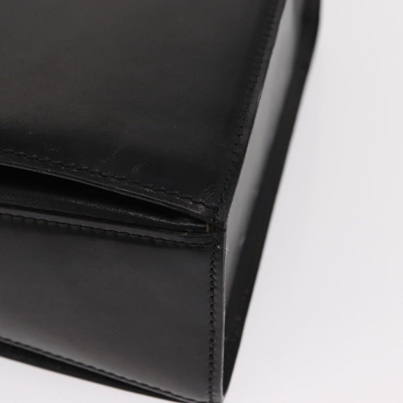 BALLY Hand Bag Leather 2way Black Gold Auth 159425