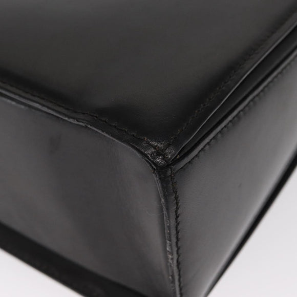 BALLY Hand Bag Leather 2way Black Gold Auth 159425