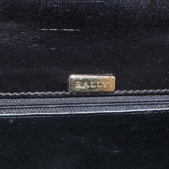 BALLY Hand Bag Leather 2way Black Gold Auth 159425