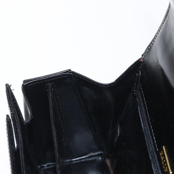 BALLY Hand Bag Leather 2way Black Gold Auth 159425