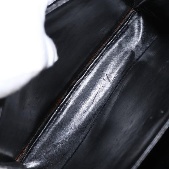 BALLY Hand Bag Leather 2way Black Gold Auth 159425