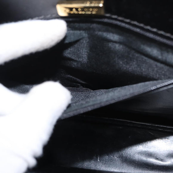 BALLY Hand Bag Leather 2way Black Gold Auth 159425