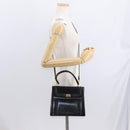 BALLY Hand Bag Leather 2way Black Gold Auth 159425-27