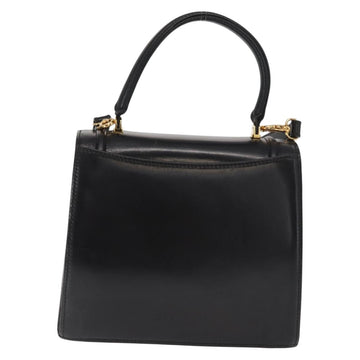 BALLY Hand Bag Leather 2way Black Gold Auth 159425 - 0