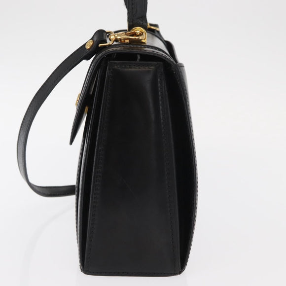 BALLY Hand Bag Leather 2way Black Gold Auth 159425