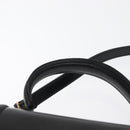 BALLY Hand Bag Leather 2way Black Gold Auth 159425-14