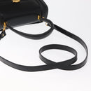 BALLY Hand Bag Leather 2way Black Gold Auth 159425-8