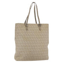 FENDI Zucchino Canvas Tote Bag Beige Gold Auth 159426-1