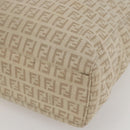 FENDI Zucchino Canvas Tote Bag Beige Gold Auth 159426-15