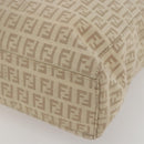 FENDI Zucchino Canvas Tote Bag Beige Gold Auth 159426-17