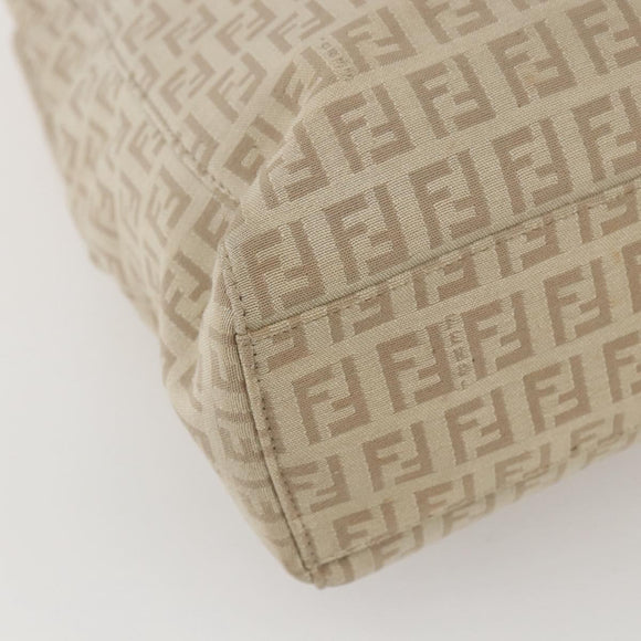 FENDI Zucchino Canvas Tote Bag Beige Gold Auth 159426
