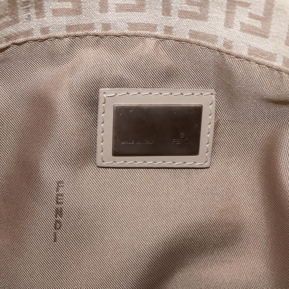 FENDI Zucchino Canvas Tote Bag Beige Gold Auth 159426