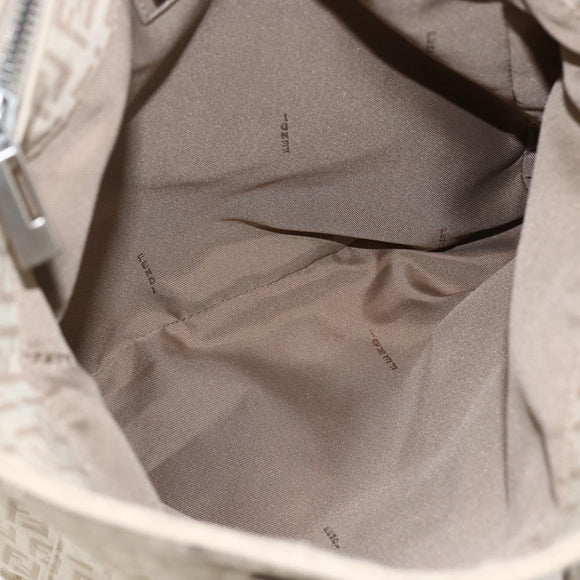 FENDI Zucchino Canvas Tote Bag Beige Gold Auth 159426