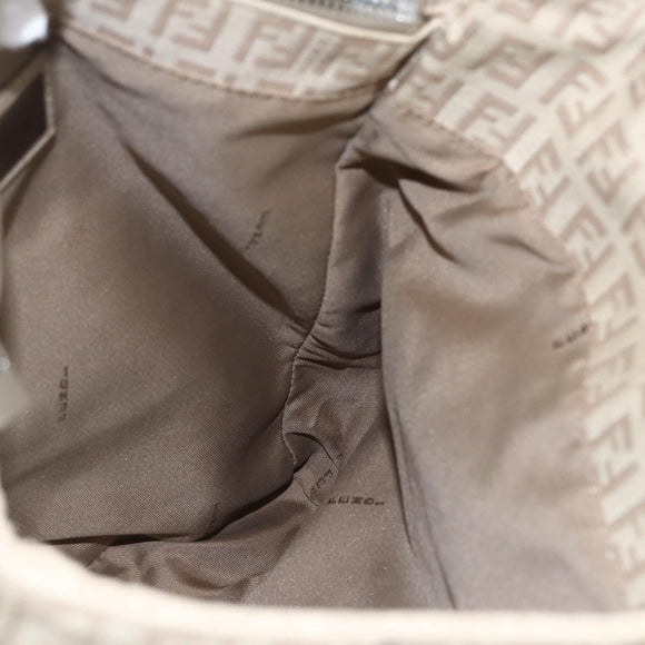 FENDI Zucchino Canvas Tote Bag Beige Gold Auth 159426