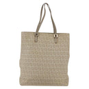 FENDI Zucchino Canvas Tote Bag Beige Gold Auth 159426-2