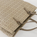 FENDI Zucchino Canvas Tote Bag Beige Gold Auth 159426-6