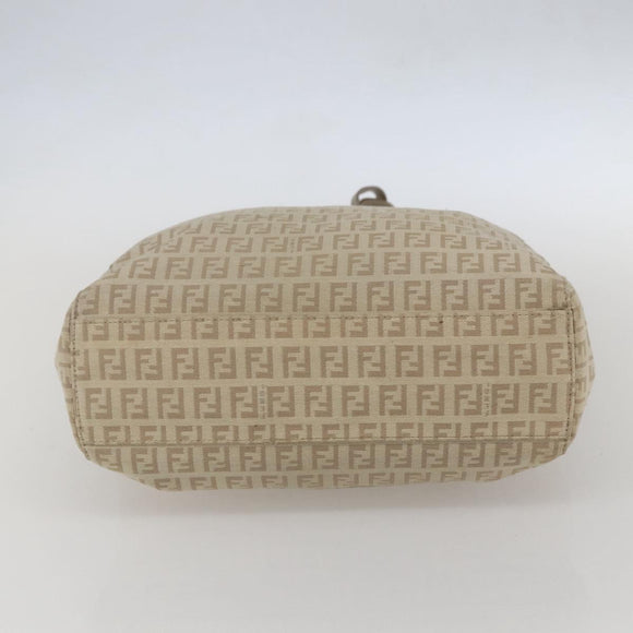 FENDI Zucchino Canvas Tote Bag Beige Gold Auth 159426