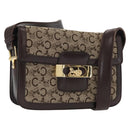 CELINE C Sulky Horse Carriage Shoulder Bag Canvas Beige Gold Auth 159431-1